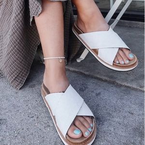Free People White Crisscross Slide Sandals
